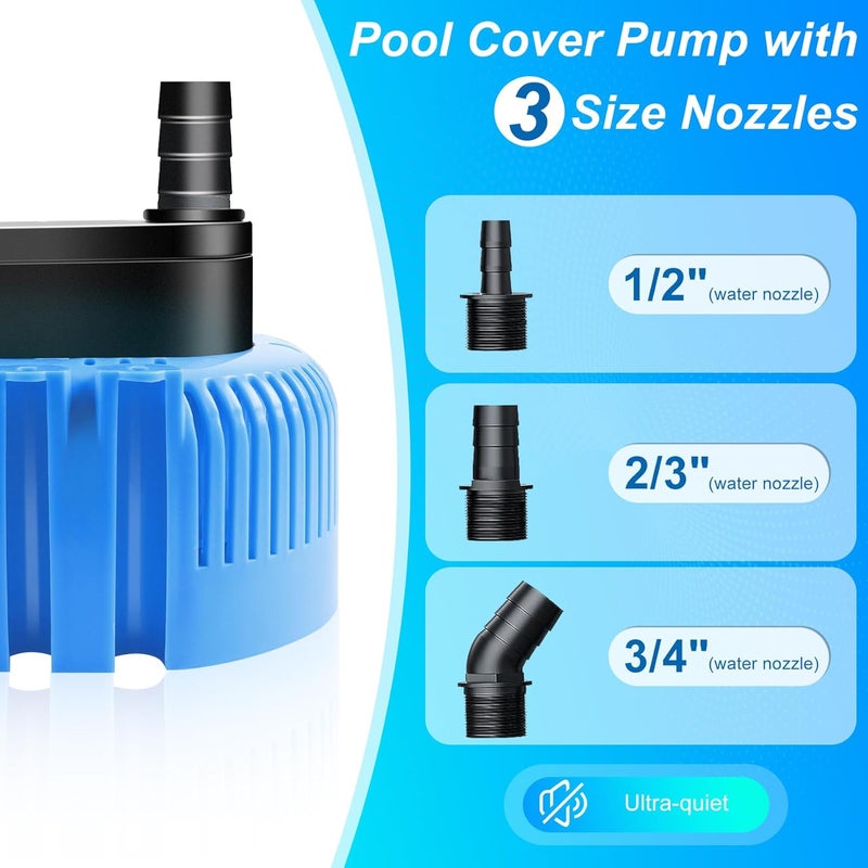 DeeprBetter Above Ground Pool Cover Pump, Submersible Water|Sump Pump for Draining, 850 GPH Blue - Image 5